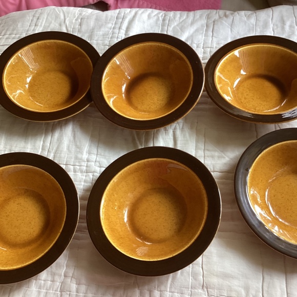 SET OF 6 HOMER LAUGHLIN DECO-STONE HEARTHSIDE RIMMED SOUP/CEREAL BOWLS - Picture 4 of 12